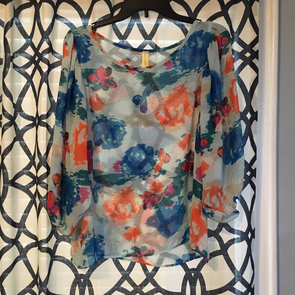 Sheer floral blouse